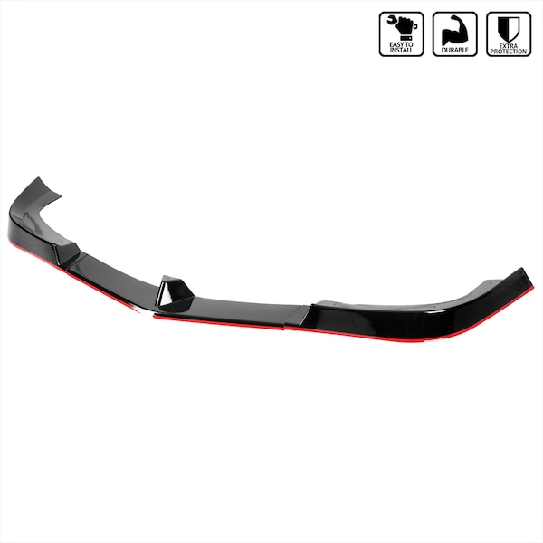 Spec-D Tuning 12-14 Mercedes Benz W204 Front Bumper Lip Glossy Black With Red Trim LPF-BW20412GB-RD-PQ - main